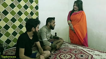 Wild Indian Threesome Action! Malkin Aunty Gets Double-teamed By Young Studs With Steamy Hindi Moans!