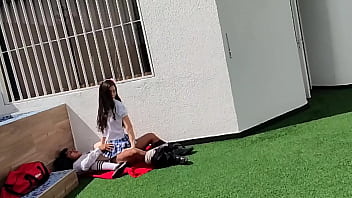 Two Teens Get Caught On Camera Having A Steamy Encounter On The School Roof.